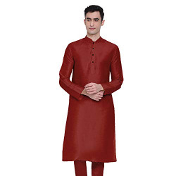 Sanwara Men's Art Silk Kurta (SKURTA_412_MN_M_Maroon_M)