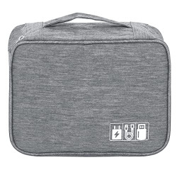 DAHSHA Electronics Accessories Organizer Bag, Universal Carry Travel Gadget Bag for Cables, Plug and More, Perfect Size Fits for Pad Phone Charger HDD Power Bank ( 24 x 18 x 9 cm, Grey)