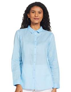 Cherokee by Unlimited Women's Solid Regular Shirt (CDWWSHT20001B01_Light Blue M)