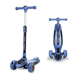 R for Rabbit Road Runner Racer Scooter for Kids of 3+ Years Age, Kids Scooter, Scooter for Kid, 4 Level Height Adjustment, PU LED Wheels & Weight Capacity Upto 75 kg Kick Scooter(Blue Black)