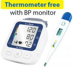 AccuSure AS & fm AS BP monitor with free Accu-Sure thermometer Bp Monitor(White, Blue)