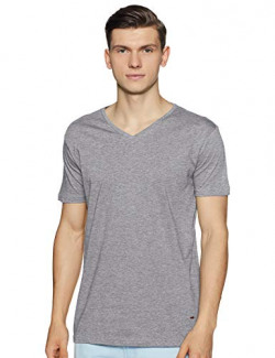 ABOF Men's Solid Slim fit T-Shirt (BOA19AMCWTE3033112_Grey Melange_S