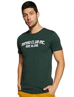 ABOF Men's Printed Slim fit T-Shirt (BOA19AMCWTE3141438_Forest Green_L