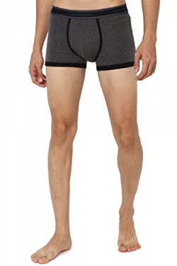 Peter England Men's Cotton Blend Trunks (Pack of 1) (PIWTBKGYM9156072M_Black, Grey Melange_M)