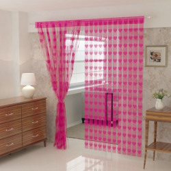 Flipkart SmartBuy 214 cm (7 ft) Polyester Semi Transparent Door Curtain Single Curtain(Self Design, Pink)