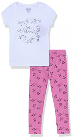 CHEROKEE KIDS Girl's Cherokee Half Sleeve Regular FIT Coordinates Pajama Set (CCJGCOT20020ASO_Assorted_2-3 Years)