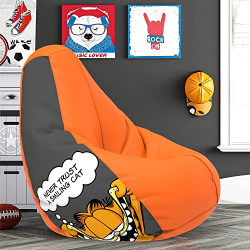 ComfyBean Bag with Beans Filled 4XL- Official: Garfield Bean Bags - for Adults - Max User Height : 5.5-6 Ft.-Weight : 70-99 Kgs(Model: Garfield_ARTWORK-15 - Orange)
