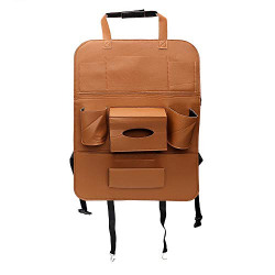 Oshotto Car Backseat Storage Organizer Phone Holder,Multi-Pocket for Bottles, Tissue Boxes,Kids Toy Storage and Great Travel Accessory Compatible with Maruti Suzuki Alto K10 (Tan)