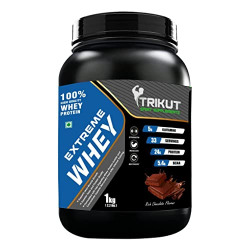 Trikut Sport Supplements Extreme Whey Protein 2.2lbs/1kg (Rich Chocolate) - 24g Protein Per Serving - Zero Fats & Sugar