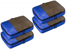 Amazon Brand - Solimo 4 Piece Packing Travel Organizer Cubes Set - Medium, Blue