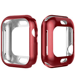 LIRAMARK Soft Flexible TPU Anti-Scratch Protective Full Case Cover Compatible with 40mm Series of Apple Watch iWatch (Red, 40mm)