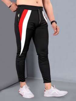 Fruzis Fashion Colorblock Men Black Track Pants