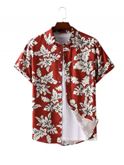 Lymio Casual Shirt for Men|| Shirt for Men|| Men Stylish Shirt || Men Printed Shirt (Beach Blue,Red,Rama) (M, Red)