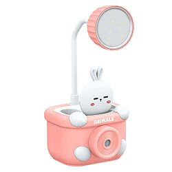 Soflita Led Desk Lamp Pencil Sharpener Cartoon Animal Pig Table Lamp Pen Holder Toy for Kids