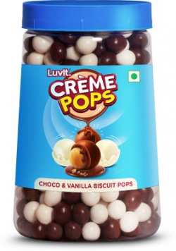 LuvIt Crme Pops | Choco & Vanilla Coated Pops With Crunchy Biscuit Centre | Munchies, Baking & Cake Decoration | Crackles(500 g)
