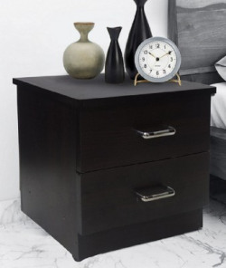 RSPOL 2 DRAWER Engineered Wood Bedside Table(Finish Color - SAW CUT DARK, Pre-assembled)