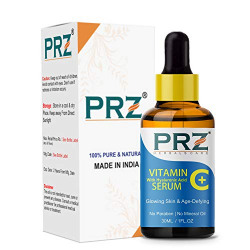 PRZ Vitamin C Serum (30ML) With Hyaluronic Acid, Glowing Skin & Age-Defying , Fairness Brightening Vitamin C Super Strength (No Paraben | No Mineral Oil)