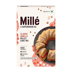 Mille NO MAIDA Classic Vanilla Cake Mix | Gluten Free Cake | Eggless | No Refined Sugar | No Atta | High Plant Protein | Low Carbs | Low GI Millet Grain | 400 grams