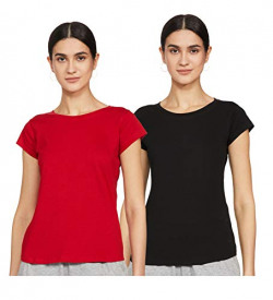 Sugr Women's Plain Regular fit T-Shirt (Pack of 2) (SUWWKTO0001G16_Multi 2 S)