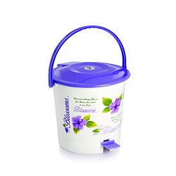 Cello Blossom Plastic Pedal Bin, Small, 6 Liters, White and Violet