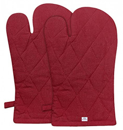 Heart Home Cotton Microwave Oven Gloves, Set of 2 (Maroon)-HS40HEARTH23980, Standard