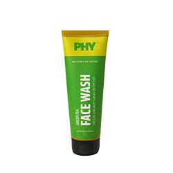 Phy Green Tea Face Wash | Fights acne & pimples to make skin clean & clear | Removes excess oil | SLS & Paraben Free | Great for Oily or Acne-Prone skin, 120 ml