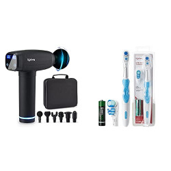 Lifelong LLGM09 Gun Massager Deep Tissue Body Massage Machine For Pain Relief | 6 Specialized Heads & LLDC45 Ultra Care Battery Operated Toothbrush With Replaceable Brush Head (Blue)