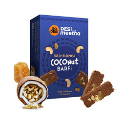 GO DESi Kaju Kishmish Coconut Barfi, 420 Grams Burfi, Rakhi Gift for Sister and Brother, Indian Sweets Gift Pack, Individually Wrapped Burfi, Desi Meetha, Dry Fruits Sweet, Cashew Nuts Raisin bar, Sweets Indian Mithai