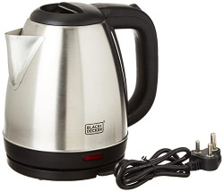 Black+Decker BXKE1501IN 1500-Watt 1.5L Stainless Steel Electric Kettle with Auto Shut Off Feature For Instant Hot Water & Tea/Coffe | 2-year Warranty (Silver)