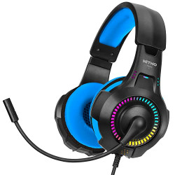 NiTHO NX200 STEREO GAMING HEADSET BLUE, with Noise Canceling Cardioid Mic & RGB LED Light, Compatible with PC/PS4/PS5/Xbox One/XBOX series X S/Switch/Phones (PC adaptor included)