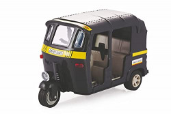 SQOS Big Auto Rickshaw Maintenance Free Pullback Spring Action Race Toy Gift for Boys 3+ Years. Strong ABS Plastic, NO Sharp Edges, BIS Certified. Pack of 1, Color Black