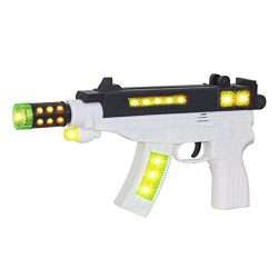 WISHKEY Plastic Musical Toy Gun for Kids, Sound Toy with Infrared Laser Light Effects, Pretend Play Vibrating Laser Gun Toy with Muzzle Movement, White, 6+ Years, (Pack of 1)