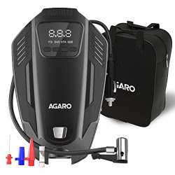 AGARO Primo High Power Digital Tyre Inflator for Car, Air Inflator Car Accessories, 120 Watt Air Pump with 12V Plug, Upto 150 Psi, Emergency LED Light, Compact & Portable Air Compressor
