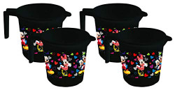 Kuber Industries Disney Team Mickey Print 4 Pieces Unbreakable Strong Plastic Bathroom Mug,500 ML (Black) -HS_35_KUBMARTS17115
