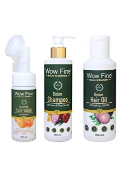 Wow fineUnisex Set Face Wash 150 ML,Onion Hair Oil,Onion Shampoo 250 ML(pack-3)