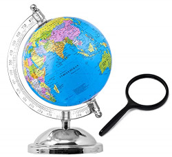 Zest 4 Toyz Globe For Kids, Stem Steam Educational World Globe With Magnifying Glass For Kids/Political Globe/Office Globe/Globes For Students (X Small) - Blue