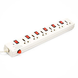 SIVYATI 6+6 Extension Board; 6 Sockets, 6 Switches, 2 M Wire with Fuse, Spark Suppressor