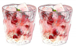 ZEPOLI - 300 ML Glass Whiskey Glacier Cup, Frosted Wine Glass Water Cup, Colored Crystal Coffee Mug Beer Glasses for Home Office &Bar Scotch. (2 Pack)