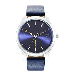 Fastrack Quartz Analog Blue Dial Leather Watch for Men-38069SL02
