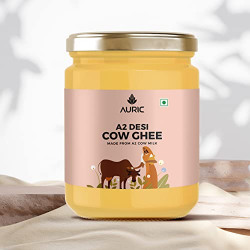 Auric A2 Bilona Desi Cow Ghee 500 ml - Pure Brijwasi Ghee - Bilona Curd Churned - Lab Tested - Perfect Aroma & Danedar Ghee - Grass Fed