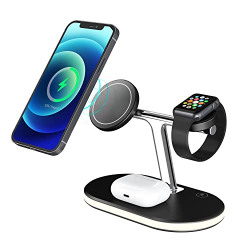 UNIGEN MAGTEC 300 | 4 in 1 Magnetic Wireless Charger for iPhone 14, 13 & 12 Series | iWatch 2 3 4 5 6 SE 7 | Air-pods 2,3,Pro & Other Qi Devices (Black)