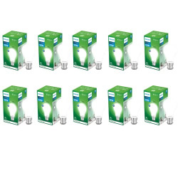 PHILIPS 12-Watt Glass LED Bulb | Full Glow Energy Saver 1200 Lumen Frosted Diffused LED Bulb | Base -B22 | Crystal White,Pack of 10