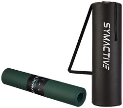 Amazon Brand - Symactive 4Mm Anti-Skid Lightweight Water/Dirt Proof Ldpe Yoga Mat With Carry Bag (Bottle Green)