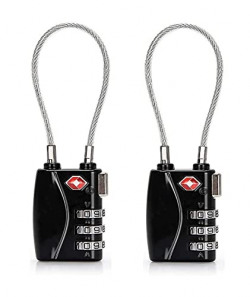 EzLife - TSA Approved 3 Digit Flexible Long Cable Luggage Locks, Re-settable Keyless Lock for Gym Locker, Backpack (Multicolor) (Pack of 2)