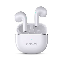 NOYMI True Wireless Bluetooth 5.1 in Ear Earbuds with Mic, 30 Hours Playtime, Bluetooth Earphones with 13MM Drivers,IPX4 Rating and Fast Charging (White)