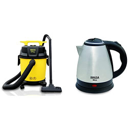 Inalsa Vacuum Cleaner Wet and Dry Micro WD10-1000W with 3in1 14KPA Suction and Impact Resistant Polymer Tank,(Yellow/Black) Electric Kettle Absa-1500W with 1.5 Litre