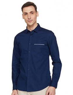 Amazon Brand - Arthur Harvey Men's Solid Regular Shirt (AH-CS-BS-04_Navy_L