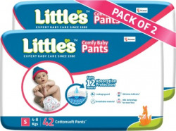Little's Comfy Baby Pants Diapers with Wetness Indicator and 12 hours Absorption | Small - S(84 Pieces)