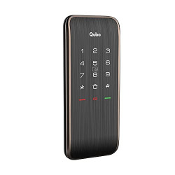 QUBO Smart Rim Lock Ultra from Hero Group | 3-Way Access - Pincode, RFID Access Card, BLE Mobile App |Remote Access Sharing via OTP |Auto Locking |High Strength Bolt | (Copper)