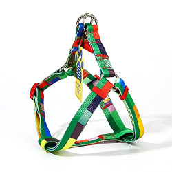 A+a Pets' Step in Harness for Dogs Cats Puppies in Soft Nylon Waterproof Material (Block Design, Medium, Red/Green)